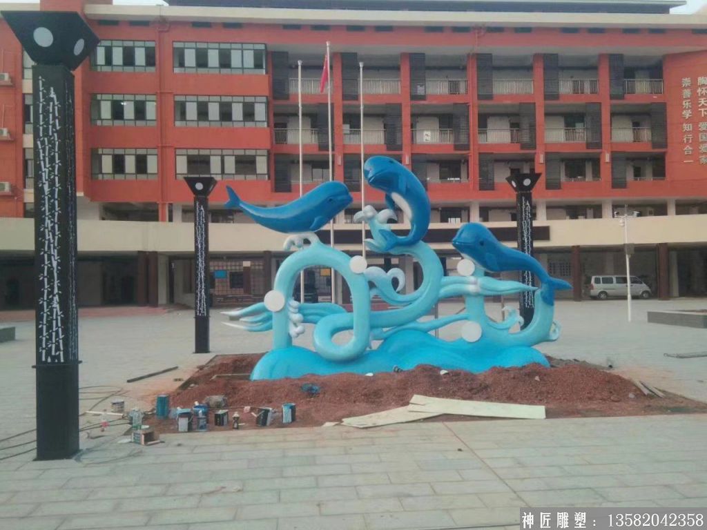 海洋生物不銹鋼雕塑 海豚雕塑